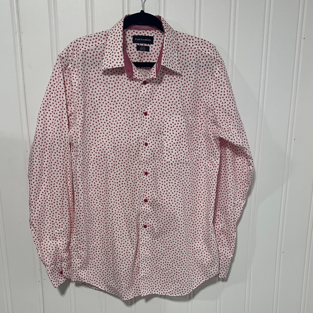 Paul Fredrick Men’s Heart Print Dress Shirt 16x36